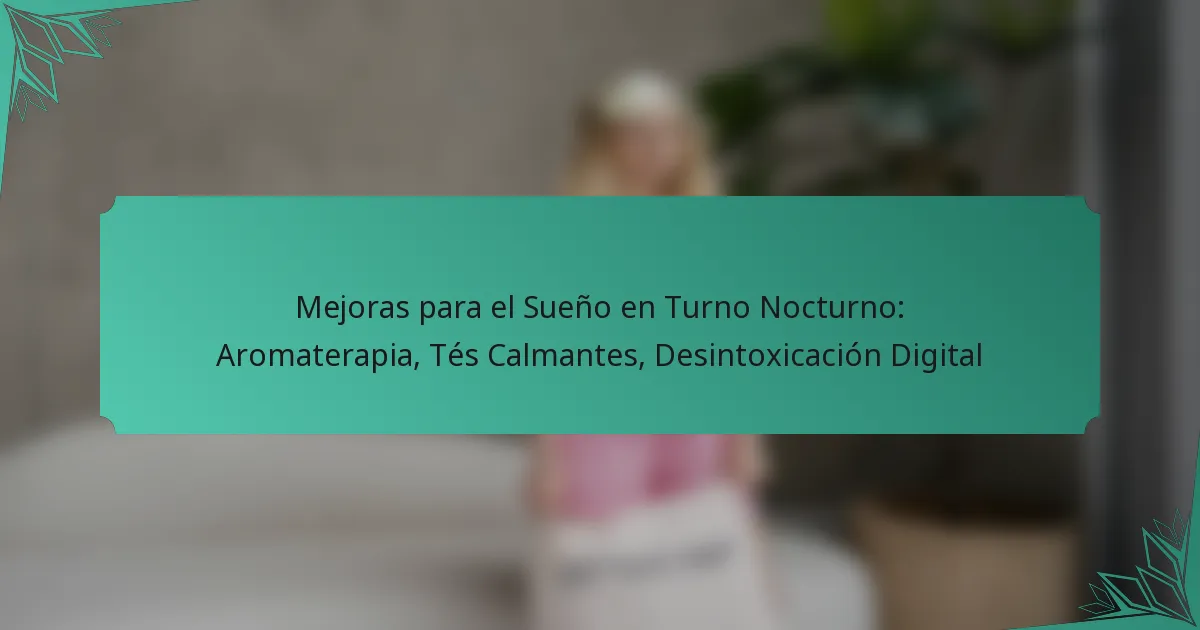 Mejoras para el Sueño en Turno Nocturno: Aromaterapia, Tés Calmantes, Desintoxicación Digital
