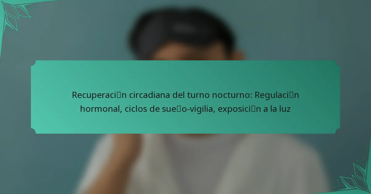 Recuperación circadiana del turno nocturno: Regulación hormonal, ciclos de sueño-vigilia, exposición a la luz